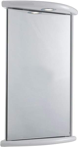 Ultra Cabinets Niche Corner Mirror Cabinet, Light & Shaver. 430x660x280mm.