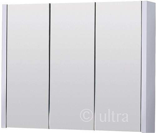 Ultra Lux Mirror Bathroom Cabinet, 3 Doors (White). 900x650x100mm.