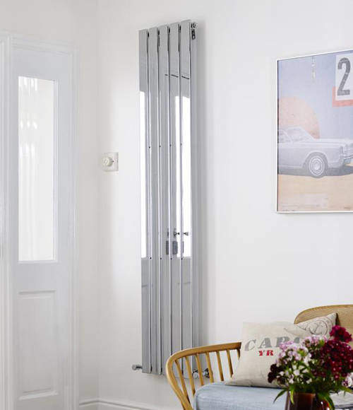 Crown Radiators Flat Panel Vertical Radiator (Chrome). 1800x375mm.