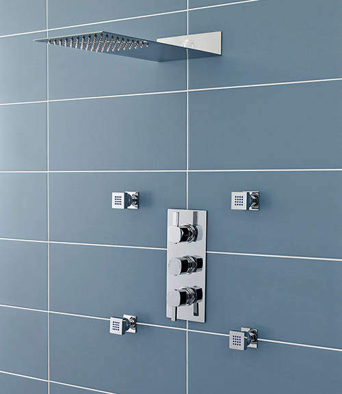 Ultra Muse Muse Triple Thermostatic Shower Valve, Thin Head & Body Jets.