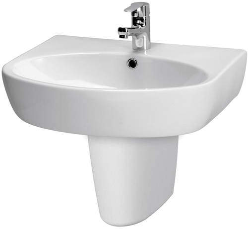 Premier Cairo 600mm Basin & Semi Pedestal (1 Tap Hole).