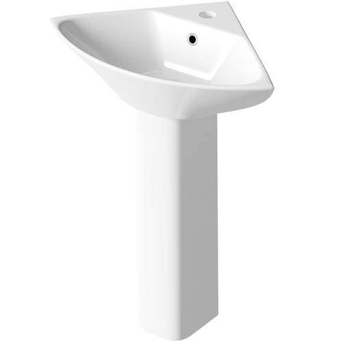 Premier Carmela Corner Basin & Full Pedestal (1 Tap Hole, 450mm).