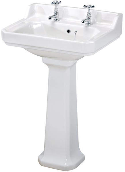 Old London Richmond Traditional 600mm Basin & Pedestal (2 Tap Hole).