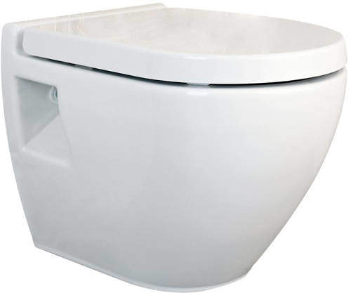 Premier Marlow Round Wall Hung Toilet Pan & Luxury Soft Close Seat.