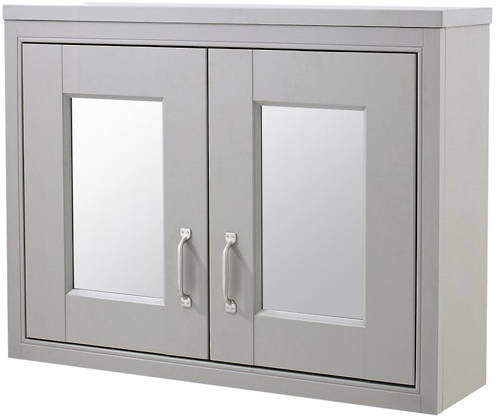 Old London Furniture Mirror Cabinet 800x600mm (Stone Grey).