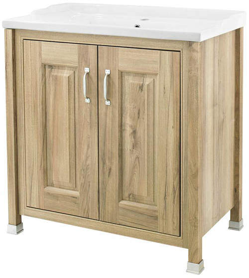 Old London Furniture Vanity Unit & Ceramic Basin 800mm (Walnut).