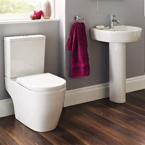 Ultra Orb Semi Flush To Wall Toilet With 520mm Basin, Full Pedestal & Seat.