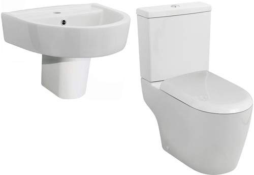 Ultra Orb Semi Flush To Wall Toilet, 520mm Basin, Semi Pedestal & Seat.