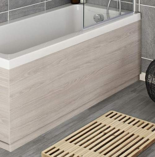 Hudson Reed Horizon 1700mm Side Bath Panel & Plinth (White Sawn Oak).