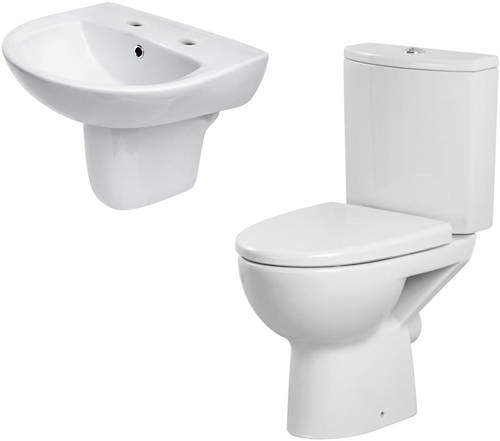 Premier Pandora Suite With Toilet, 550mm Basin & Semi Pedestal (2TH).