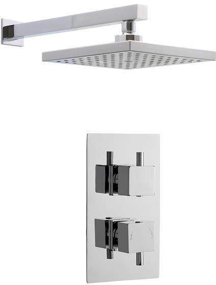 Premier Showers Twin Thermostatic Shower Valve & Square Head (Chrome).