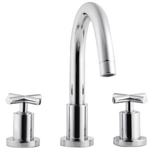 Ultra Helix X head 3 Tap hole deck mounted bath filler with small swivel spout.