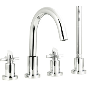 Ultra Scope 4 Tap hole bath shower mixer with small swivel spout.