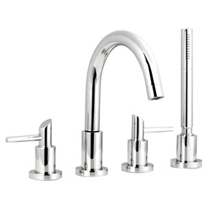 Ultra Scene 4 Tap hole bath shower mixer with small swivel spout.