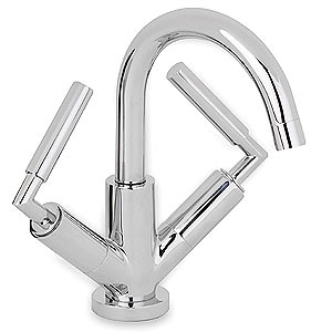 Ultra Helix Lever mono basin mixer with small spout and pop up waste.