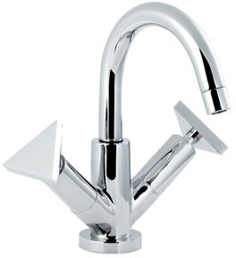 Ultra Isla Mono basin mixer with small spout and pop up waste.