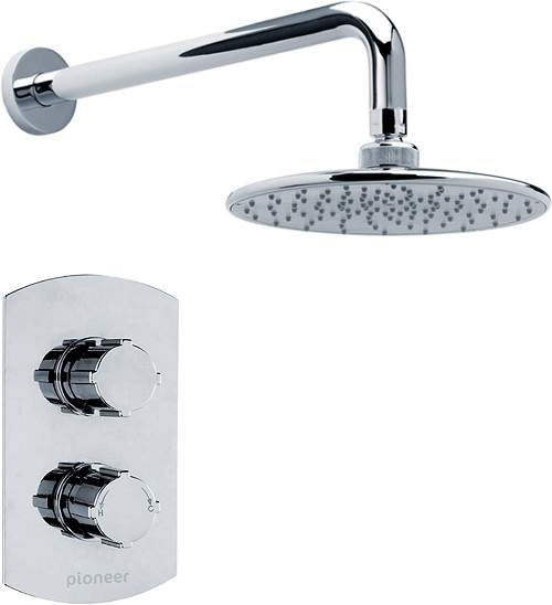 Pioneer Thermostatic Shower Valve (Polymer), Round Shower Head & Arm.