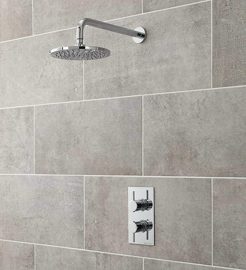 Pioneer Twin Concealed Thermostatic Shower Valve & Round Head (Polymer).