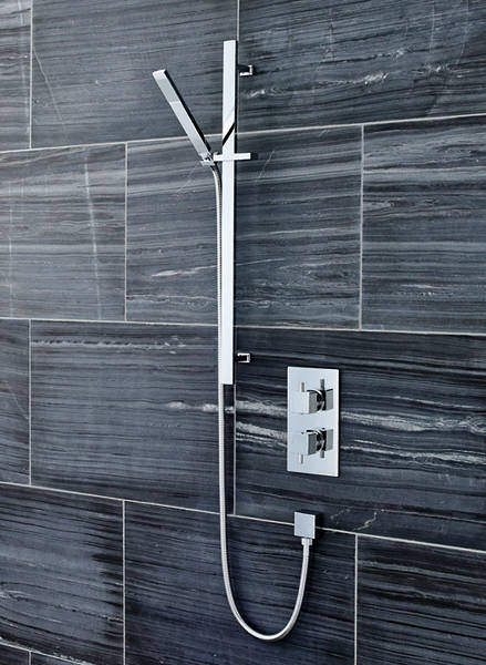 Pioneer Twin Concealed Thermostatic Shower Valve & Slide Rail Kit (Polymer).