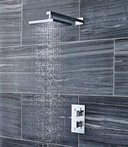 Pioneer Twin Concealed Thermostatic Shower Valve & Square Head (Polymer).