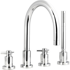 Ultra Aspect 4 Tap hole bath shower mixer with swivel spout.