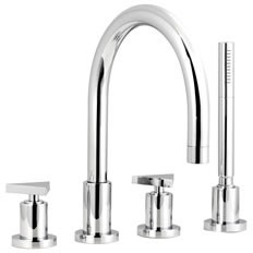 Ultra Isla 4 Tap hole bath shower mixer with swivel spout.