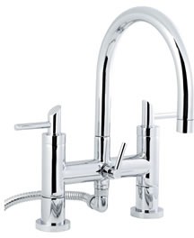 Ultra Scene Bath shower mixer with swivel spout and shower kit.