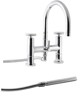Ultra Reno Bath shower mixer with swivel spout and shower kit.