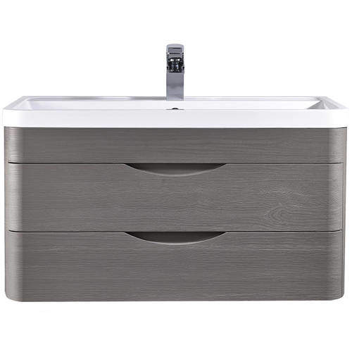 Premier Eclipse Wall Hung Vanity Unit & Basin 800mm (Grey Woodgrain).