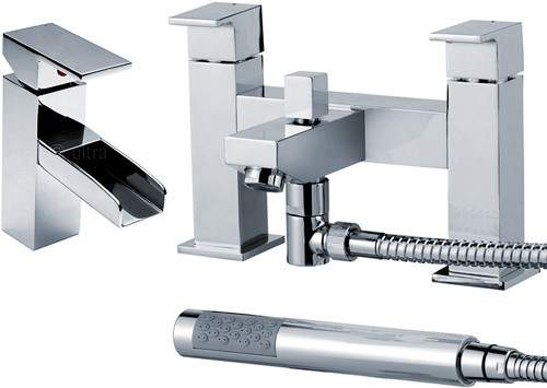 Ultra Prospa Waterfall Basin & Bath Shower Mixer Tap Set (Free Shower Kit).