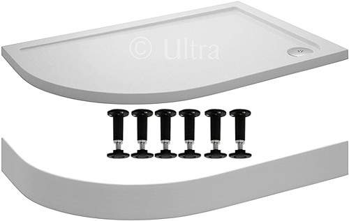 Ultra Pearlstone Easy Plumb Offset Quad Shower Tray. 1000x800x40mm (LH).