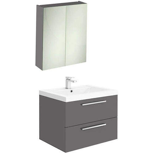 Hudson Reed Quartet Wall Hung Vanity Unit Pack With Cabinet (Gloss Grey).