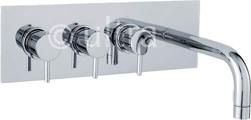 Nuie Quest Wall Mounted Thermostatic Triple Bath Filler Tap (Chrome).