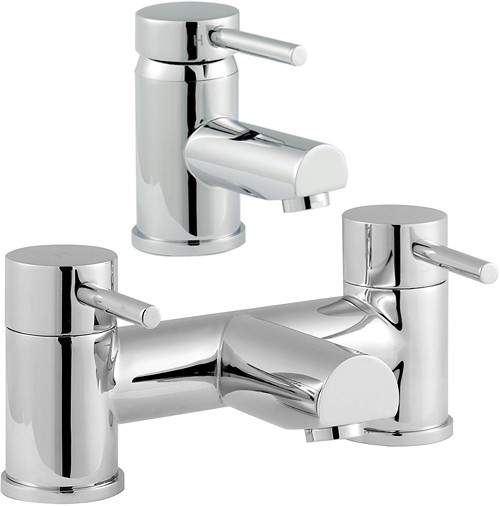 Nuie Quest Basin Mixer & Bath Filler Tap Set (Chrome).