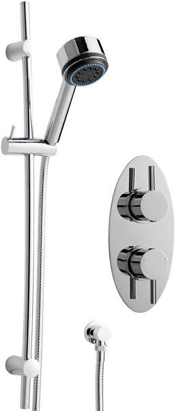 Nuie Quest Twin Thermostatic Shower Valve, Slide Rail & Handset.