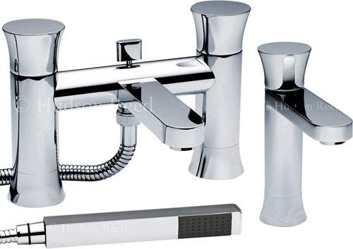 Hudson Reed Quill Basin & Bath Shower Mixer Tap Set (Free Shower Kit).