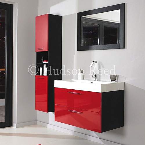 Hudson Reed Contrast Wall Hung Furniture Set (Red & Black).