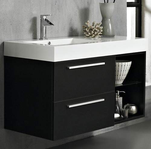 Hudson Reed Console Wall Hung Vanity Unit With Basin & Drawers (Wenge).