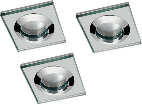 Hudson Reed Lighting 3 x Square Shower Light Fitting (240v, Glass & Chrome).