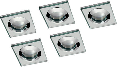 Hudson Reed Lighting 5 x Square Shower Light Fitting (240v, Glass & Chrome).