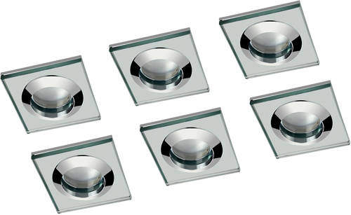 Hudson Reed Lighting 6 x Square Shower Light Fitting (240v, Glass & Chrome).