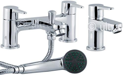 Ultra Series 140 Basin & Bath Shower Mixer Tap Set (Free Shower Kit).