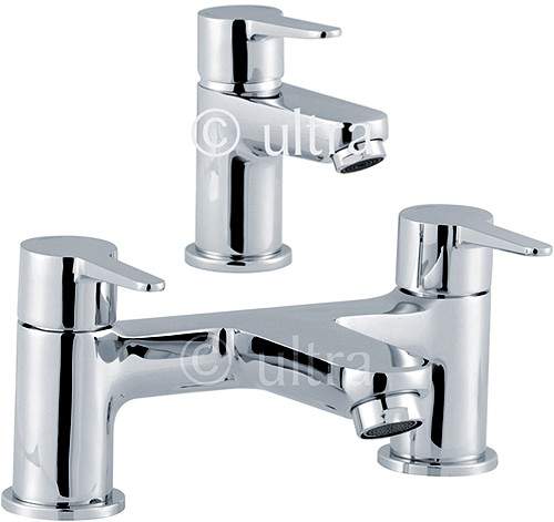 Ultra Series 140 Basin Mixer & Bath Filler Tap Set (Chrome).