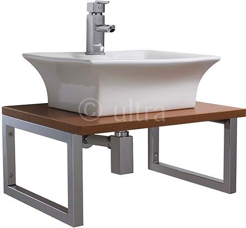 Ultra Vanity Sets Vanity Shelf & Rectangular Basin 600mm (Calvados Brown).