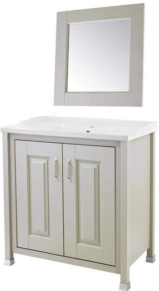 Old London Furniture 800mm Vanity & 600mm Mirror Pack (Stone Grey).