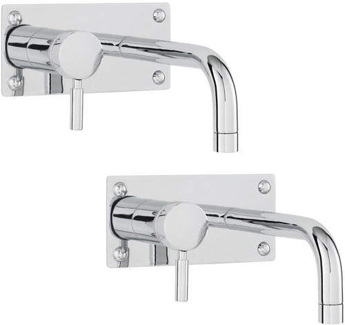 Hudson Reed Tec Wall Mounted Bath Filler & Basin Tap Pack (Chrome).