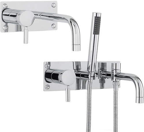 Hudson Reed Tec Wall Mounted Basin & Bath Shower Mixer Tap Pack.