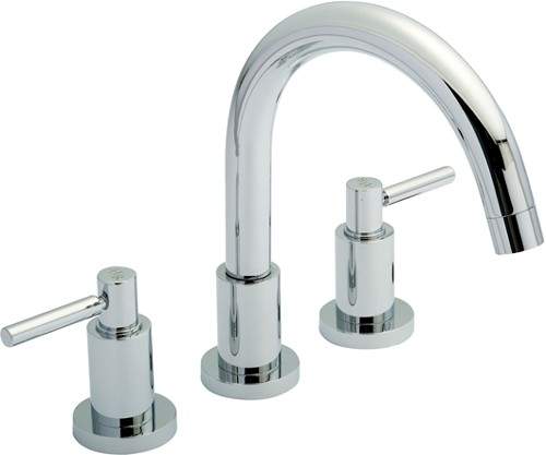 Hudson Reed Tec 3 Tap Hole Bath Tap With Small Spout & Lever Handles.