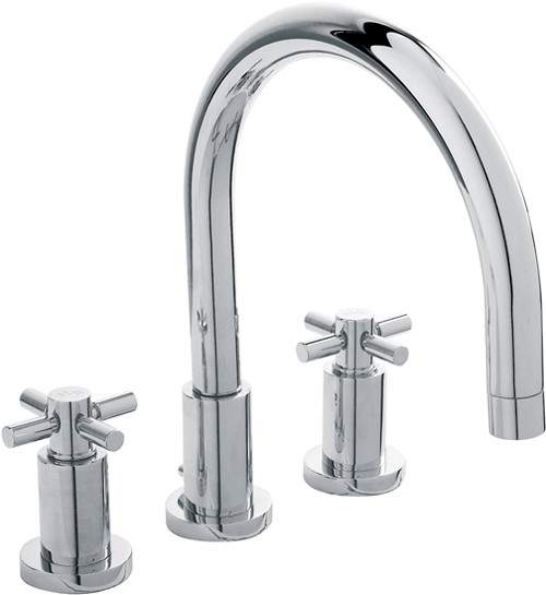 Hudson Reed Tec 3 Tap Hole Bath Tap With Large Spout & Cross Handles.