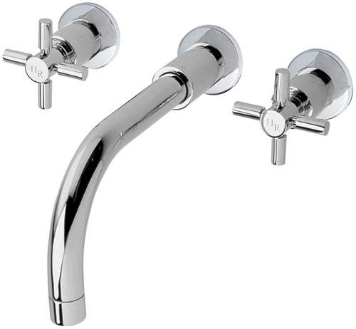 Hudson Reed Tec 3 Tap Hole Wall Mounted Bath Tap With Cross Handles.